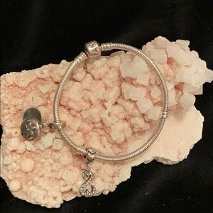 Pandora charm bracelet with 2 charms